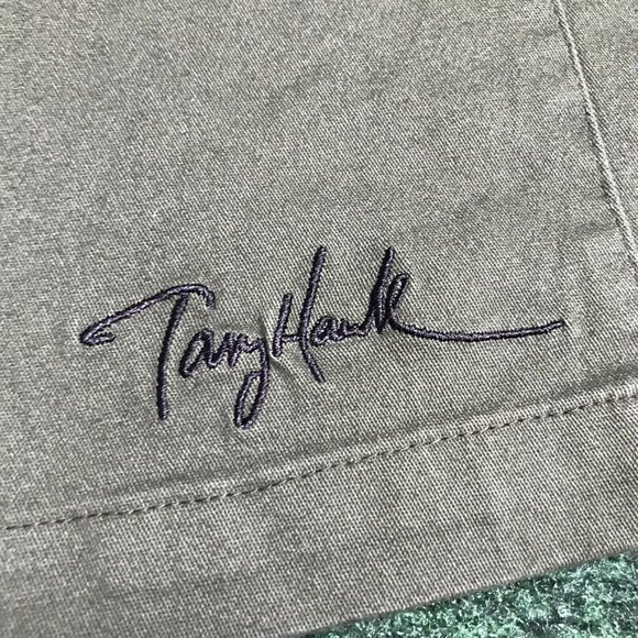 Men’s Tony Hawk Elastic Waist Stretch Green Twill Chino Skate Beach Shorts Sz S - Picture 4 of 7